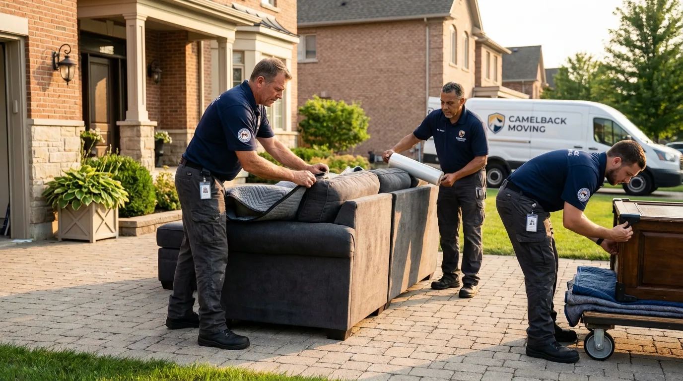 Large estate moving crew wrapping furniture in Triangle, VA