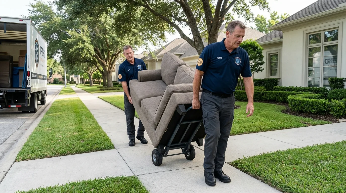 Local residential moving crew loading furniture in Triangle, VA